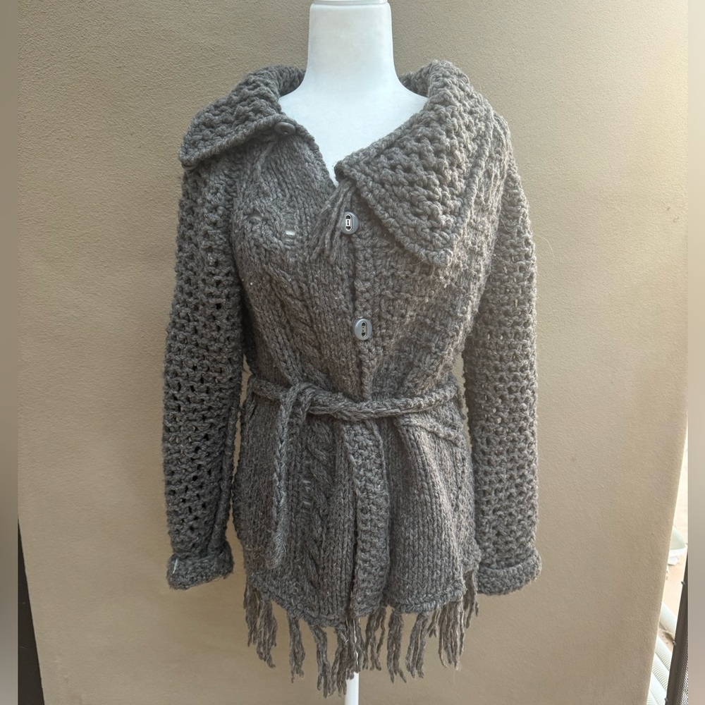 🔥FABULOUS BOHEMIAN Pure wool Chunky Handmade cardigan szS price firm!